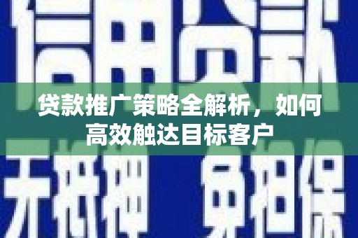 颍州贷款推广策略全解析，如何高效触达目标客户