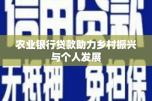 颍州农业银行贷款助力乡村振兴与个人发展