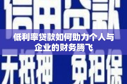 颍州低利率贷款如何助力个人与企业的财务腾飞
