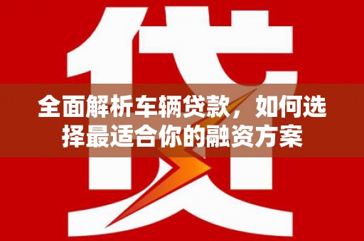 颍州全面解析车辆贷款，如何选择最适合你的融资方案
