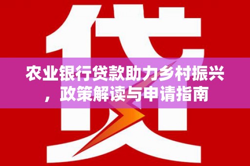 颍州农业银行贷款助力乡村振兴，政策解读与申请指南